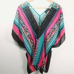 Baby Phat Southwestern Print Batwing Swim Cover Up